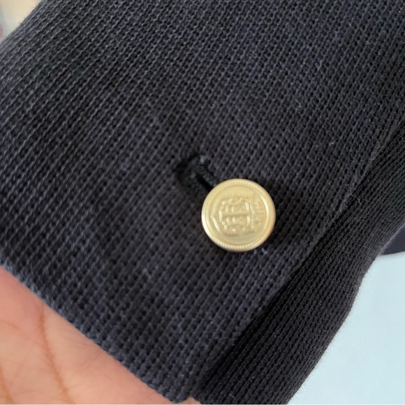 Talbots Black Cotton Blazer Gold Buttons - Picture 4 of 10